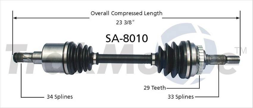 SAAB CV Axle Shaft - Front Driver Side - Aftermarket SA8010